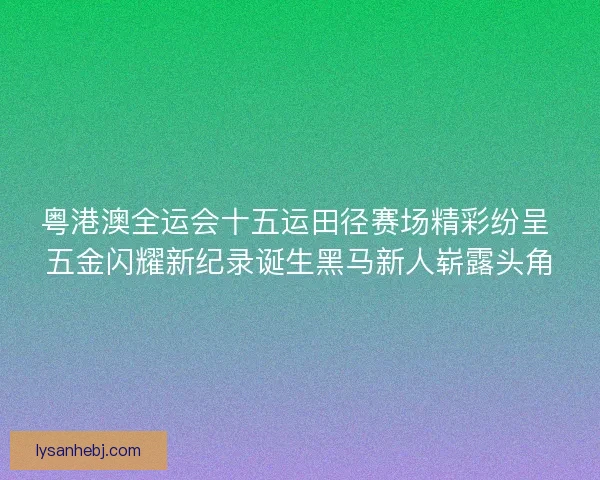 粤港澳全运会十五运田径赛场精彩纷呈 五金闪耀新纪录诞生黑马新人崭露头角