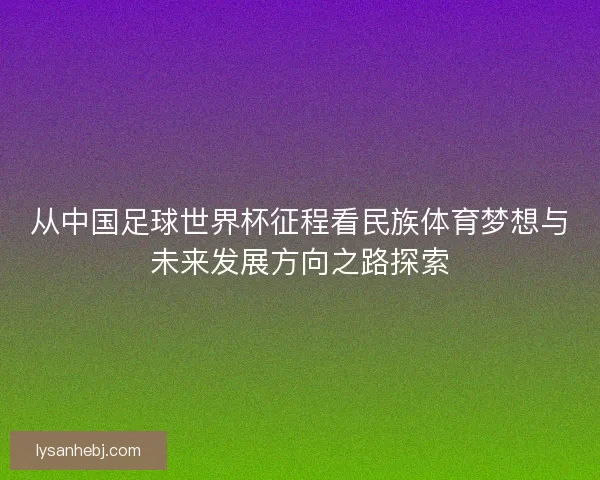 从中国足球世界杯征程看民族体育梦想与未来发展方向之路探索